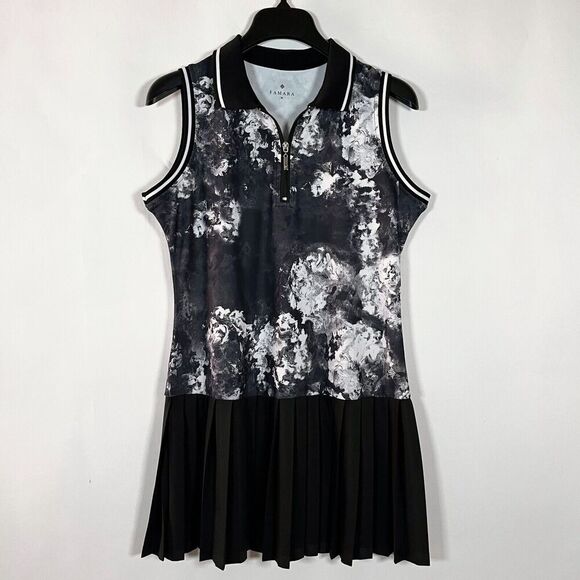Famara Dresses & Skirts - Famara Golf Dress Size Medium Black Orchid Tennis Active 1/4 Zip Pleated Neutral